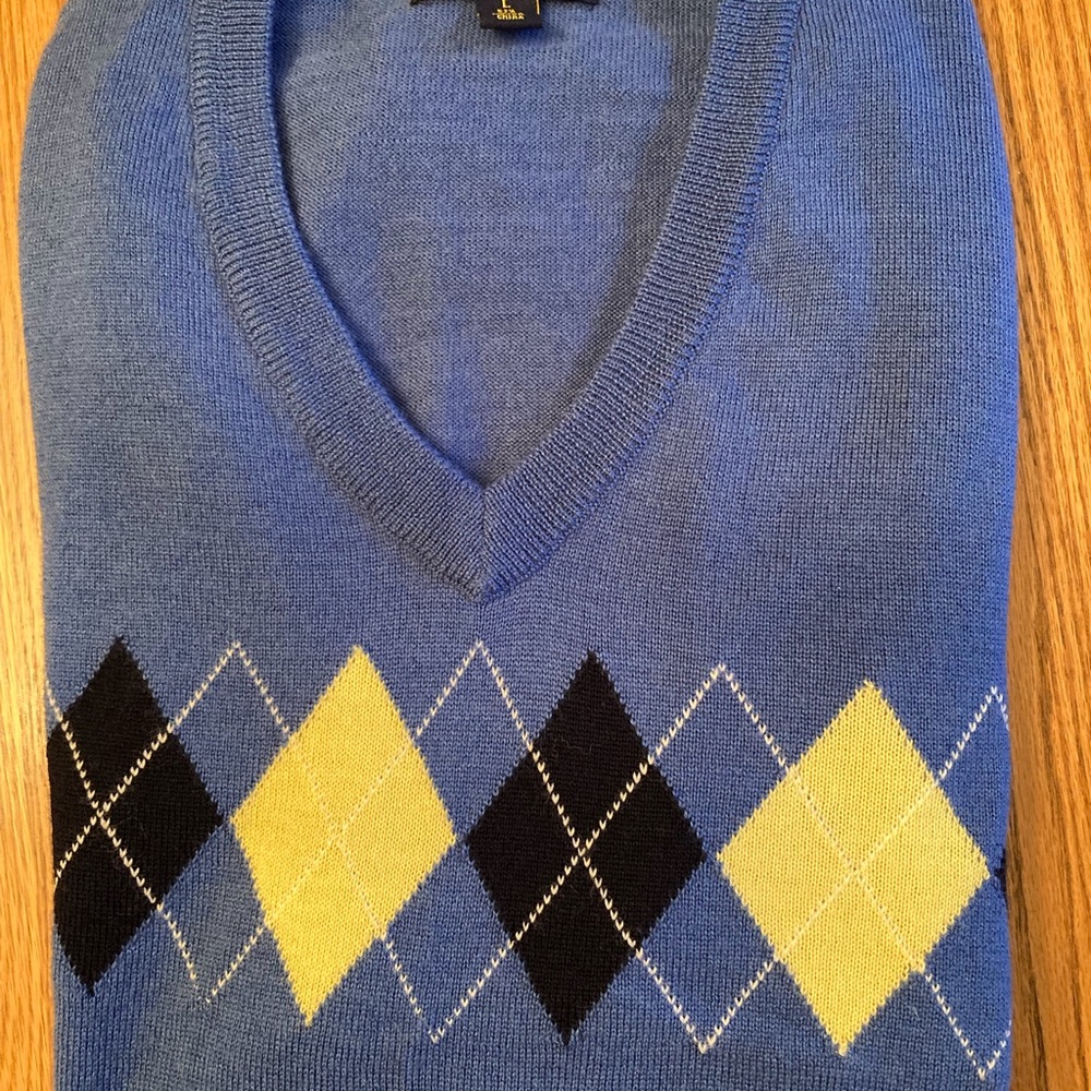 Blue Argyle V-Neck Sweater